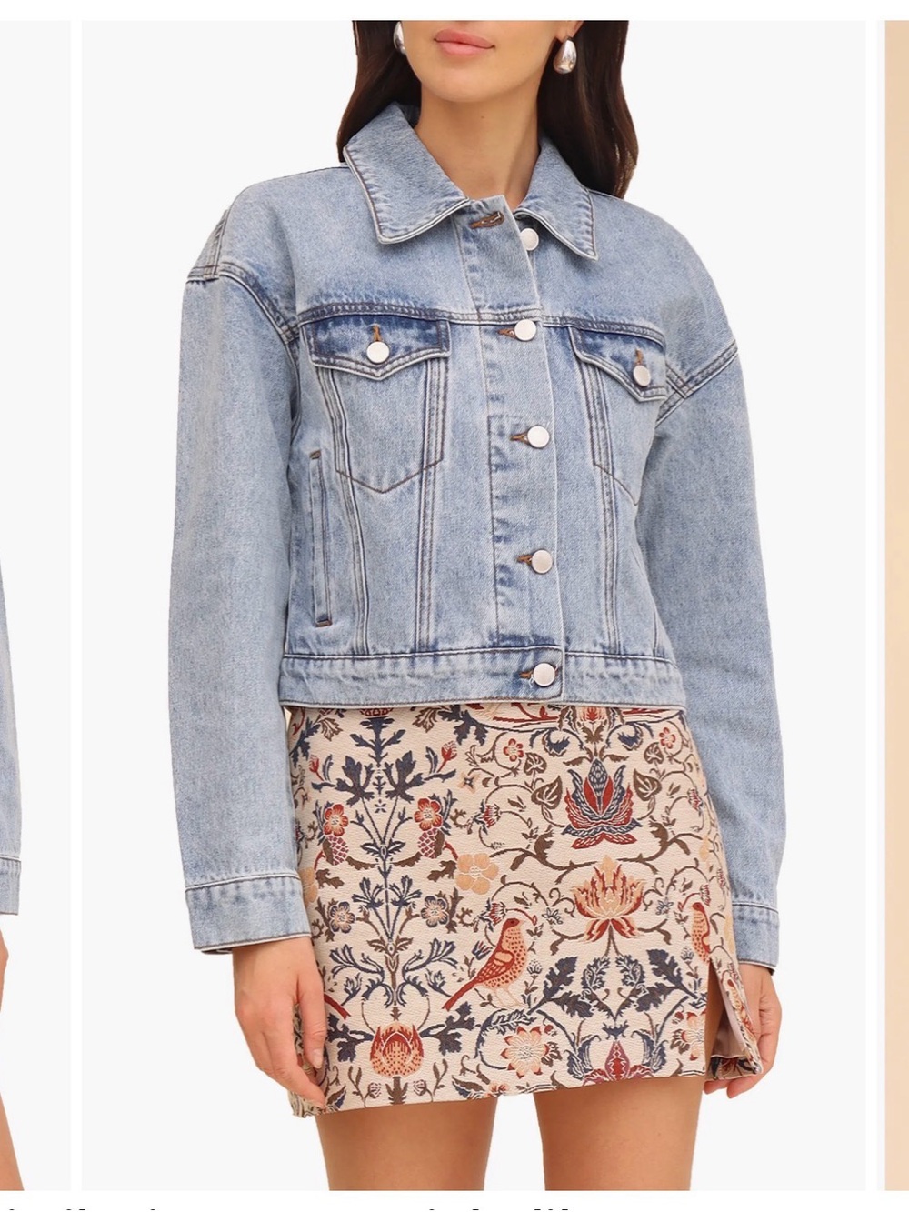 Jacquard heart denim trucker jacket - Picture 6 of 7